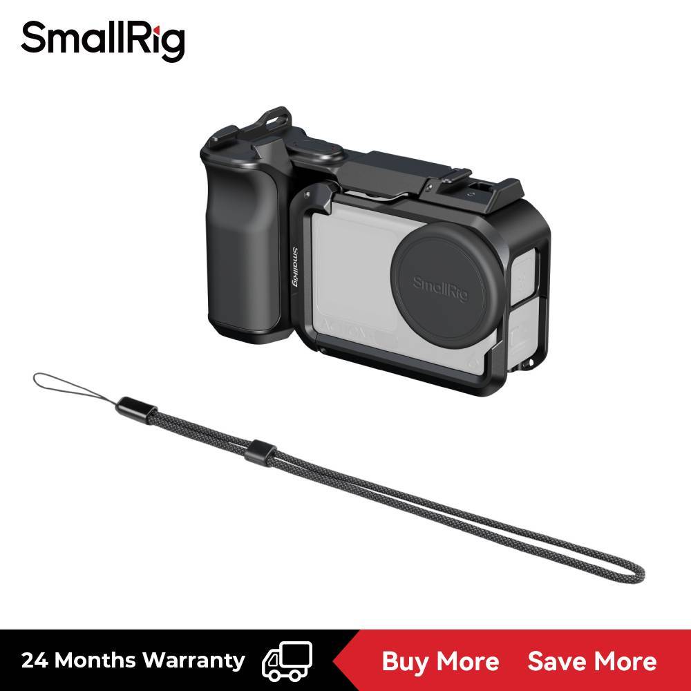SmallRig Handle Grip Kit สําหรับ DJI Osmo Action 6 พร้อมกรงโลหะ, การถ่ายภาพบนถนนสําหรับ DJI, Action 6 กรงพร้อมปุ่มชัตเตอร์, รองเท้าเย็น, สายรัดข้อมือ, ฝาครอบเลนส์ 6037 – โปรปัง
