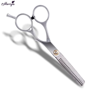 Monja กรรไกรตัดผมสเตนเลส กรรไกรตัดผมมืออาชีพ 2 ชิ้น เครื่องมือตัดผม, กรรไกร hair cutting thinning tools