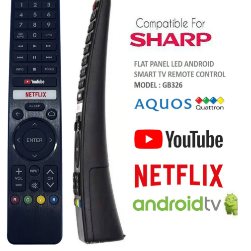 GB326WJSA เปลี่ยน Voice Remote Fit สําหรับ Sharp สมาร์ททีวีพร้อม YouTube Netflix 2T-C32BG1X 2T-C32BG