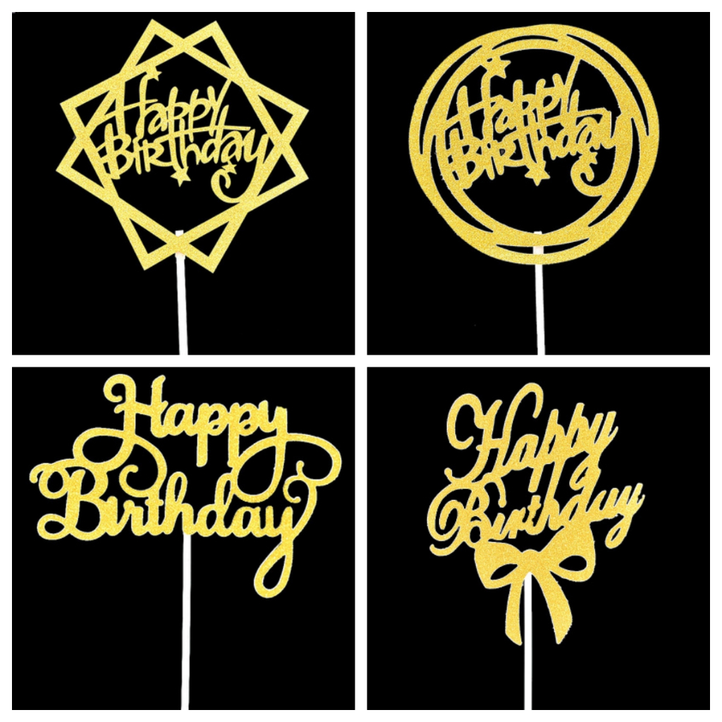 10 ชิ้น/แพ็คเค้กวันเกิดแฮปปี้ Topper กระดาษเค้ก Topper ตกแต่งงานเลี้ยงวันเกิด