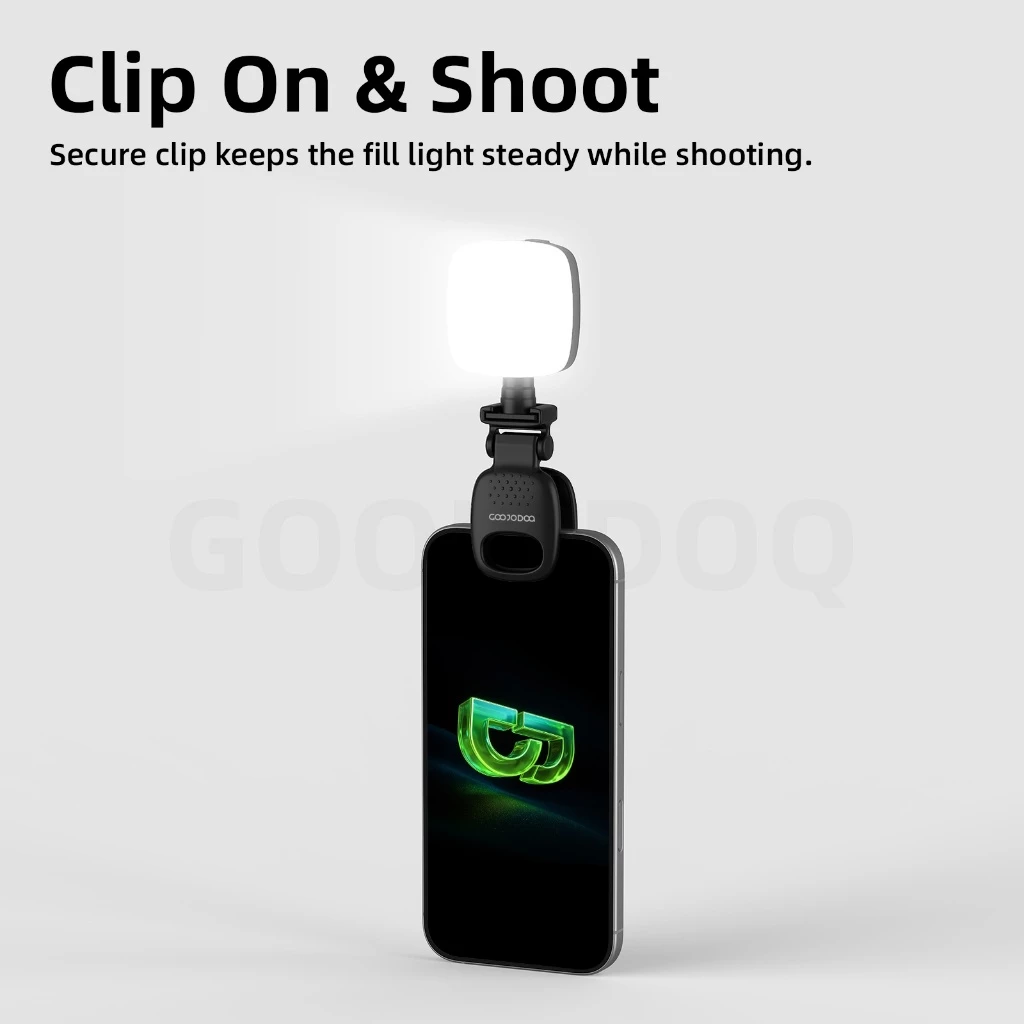 GOOJODOQ Selfie Fill Light 3 โหมดสี 3 ระดับความสว่าง คลิปมุมยืดหยุ่น thumbnail 5