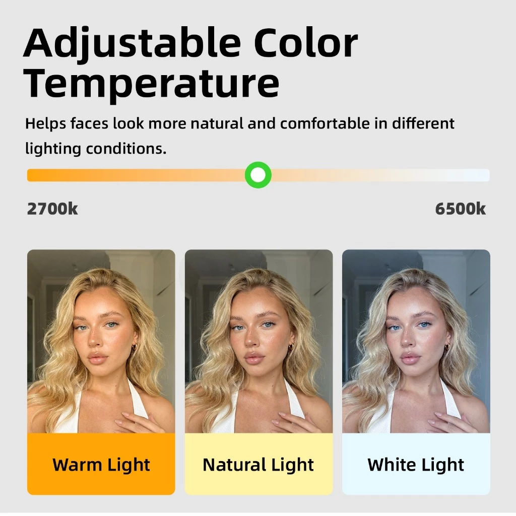 GOOJODOQ Selfie Fill Light 3 โหมดสี 3 ระดับความสว่าง คลิปมุมยืดหยุ่น thumbnail 6