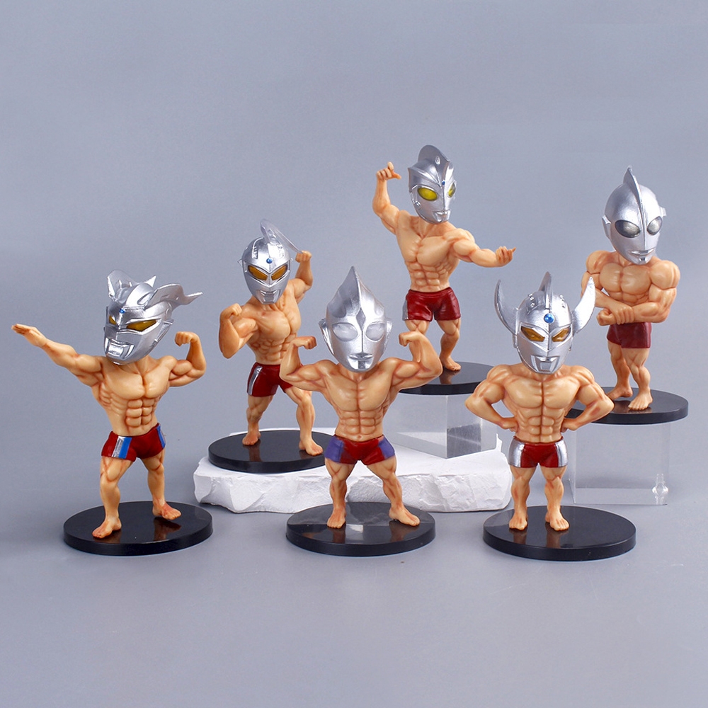 6 ชิ้น/เซ็ต 11 ซม.อะนิเมะกล้ามเนื้อ Ultraman ตลก Series Severn Zero Taro Tiga Ace M78 เนบิวลารุ่น Q 