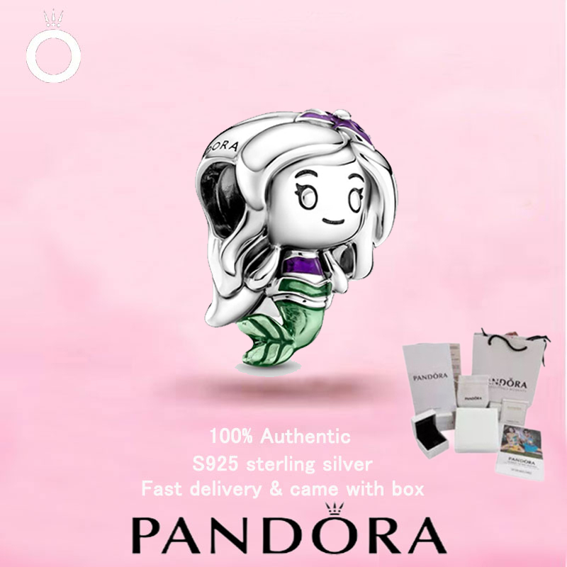(126) ใหม่ PANDORA S925 เครื่องประดับเงินสเตอร์ลิงของขวัญวันวาเลนไทน์ Top Choice The Little Mermaid Ariel Charm
