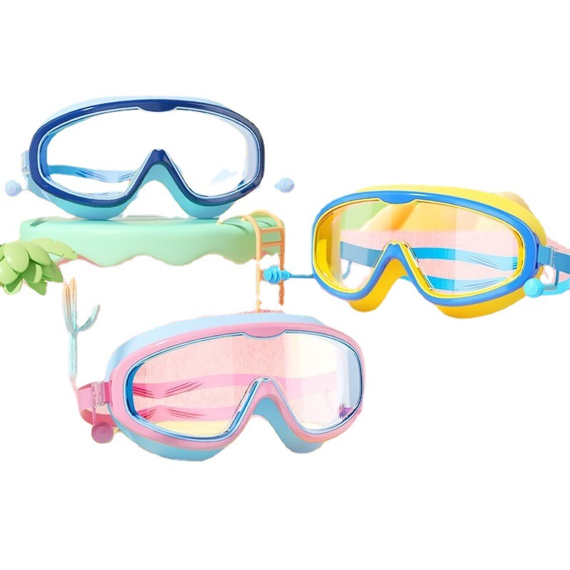 Swimming Goggles Anti-Fog Waterproof Clear View Kids Swimming Goggles Cute Cartoon For Adults and Ch
