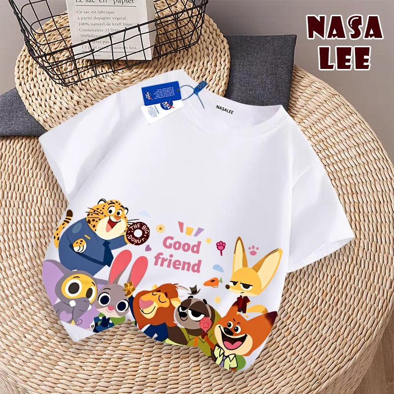 【จัดส่งภายในวันเดียวกัน】 NASA เสื้อยืดผ้าฝ้ายแท้ ระบายอากาศได้ดี สำหรับเด็กผู้ชายและเด็กผู้หญิง ลายสัตว์น่ารักรวมกัน สุดเท่ แฟชั่น สไตล์เวียดนาม แขนสั้น