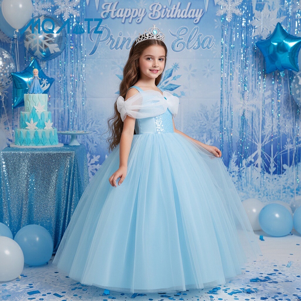 ชุดคอสเพลย์ยาวสำหรับเด็ก ดีไซน์ A-line สีฟ้าและชมพู เหมาะสำหรับงานเลี้ยงวันเกิด ASMR085