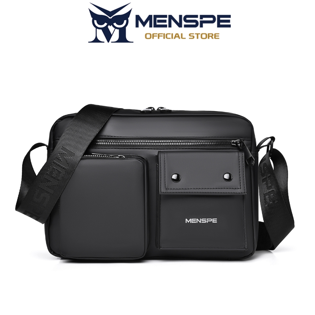 MENSPE กระเป๋าสะพายไหล่ผู้ชายแฟชั่นกันน้ําเรียบง่ายสบายๆกีฬาความจุขนาดใหญ่น้ําหนักเบากระเป๋าข้ามร่างกาย