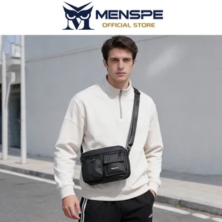 MENSPE กระเป๋าสะพายไหล่ผู้ชายแฟชั่นกันน้ําเรียบง่ายสบายๆกีฬาความจุขนาดใหญ่น้ําหนักเบากระเป๋าข้ามร่างกาย