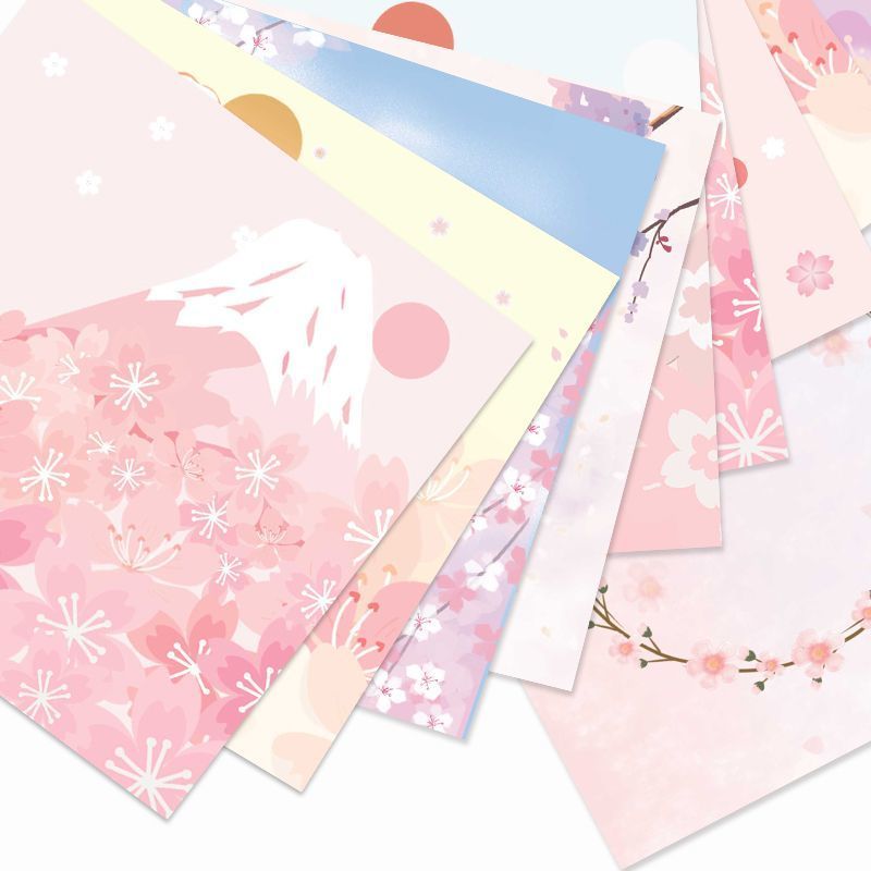 15 ซม. * 15 ซม. Cherry Blossom พันกระดาษ Crane Origami กระดาษแข็งสแควร์ Origami Handmade Origami สี 