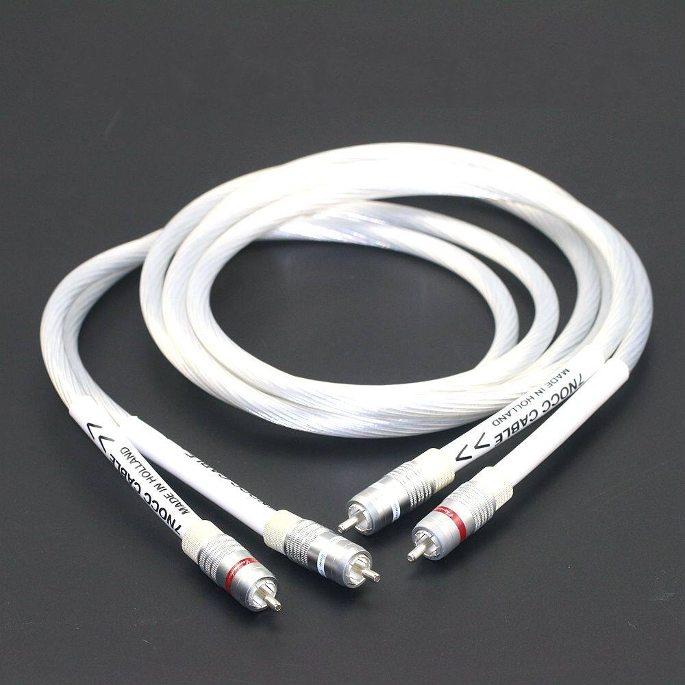 เนเธอร์แลนด์นําเข้า 7NOCC สเตอร์ลิง Silver Plated สัญญาณสาย Two-to-Two RCA Plug Audio Power Amplifier การเชื่อมต่อสายสัญญาณเสียง