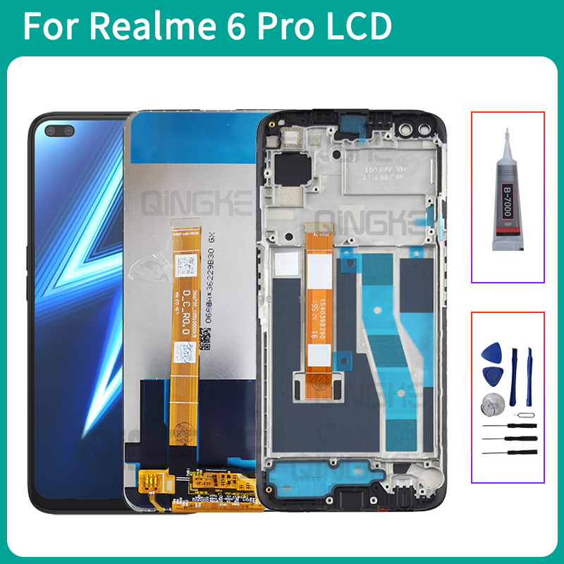 สําหรับRealme 6 Pro LCD RMX2061 RMX2063 จอแสดงผลDigitizer + หน้าจอสัมผัสสําหรับRealme 6 Pro LCDกรอบ