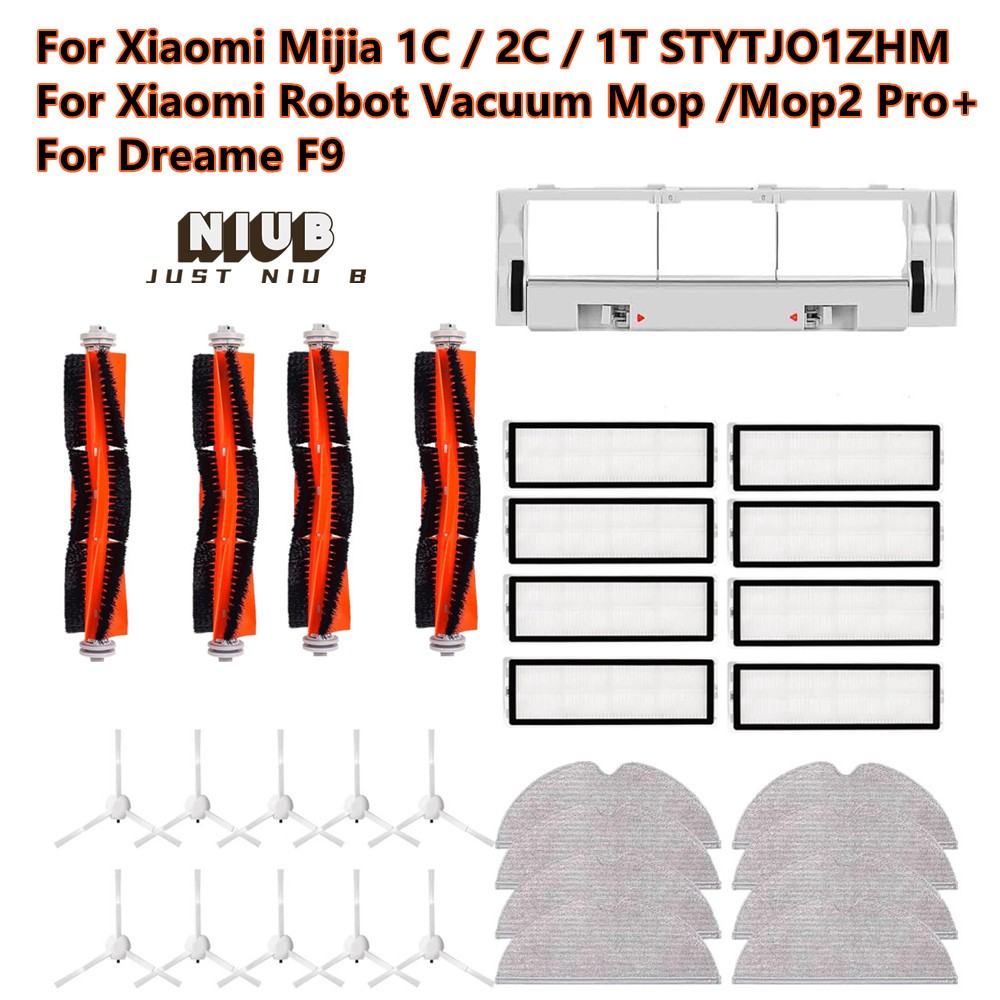 สําหรับ Xiaomi Mijia 1C 2C 1T STYTJ01ZHM Mop 2 Pro + สําหรับ Dreame F9 หุ่นยนต์ตัวกรองสูญญากาศ Mop ผ้าหลักแปรงด้านข้าง Part