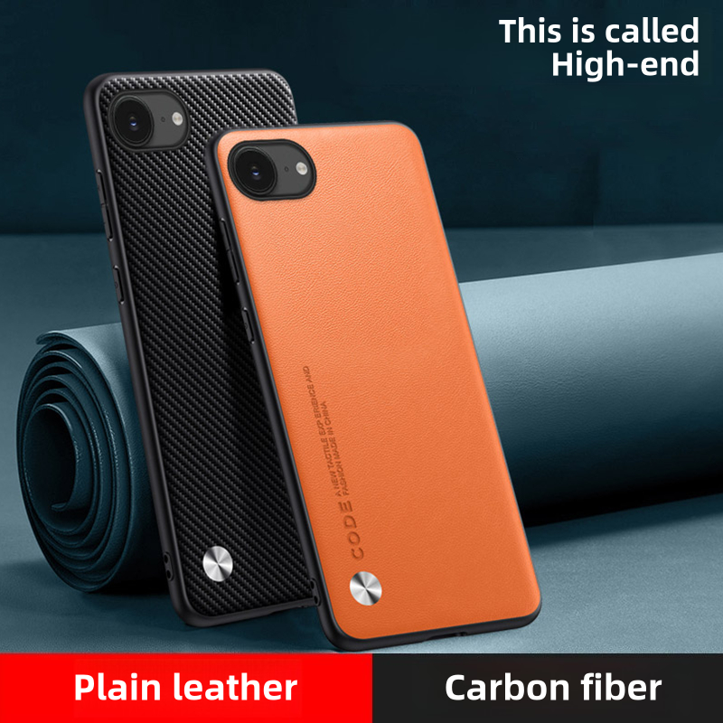 ปลอกหนังสําหรับ แอปเปิล ไอโฟน 17จ เคสโทรศัพท์หรูหราคาร์บอนไฟเบอร์ขอบซิลิโคนฮาร์ดกลับเกราะกันกระแทกฝา