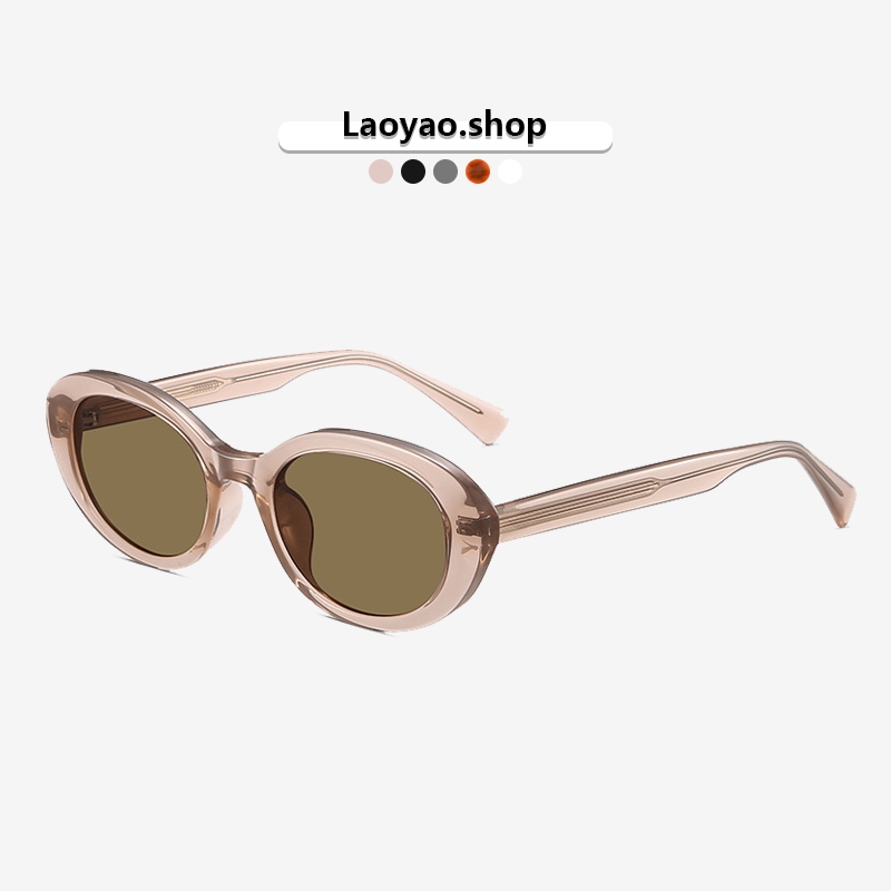 Laoyao.shop 2026 ใหม่ GM Retro สไตล์เกาหลี Cat Eye แว่นตากันแดดสําหรับผู้หญิง, Acetate UV Protection Sun แว่นตา S065