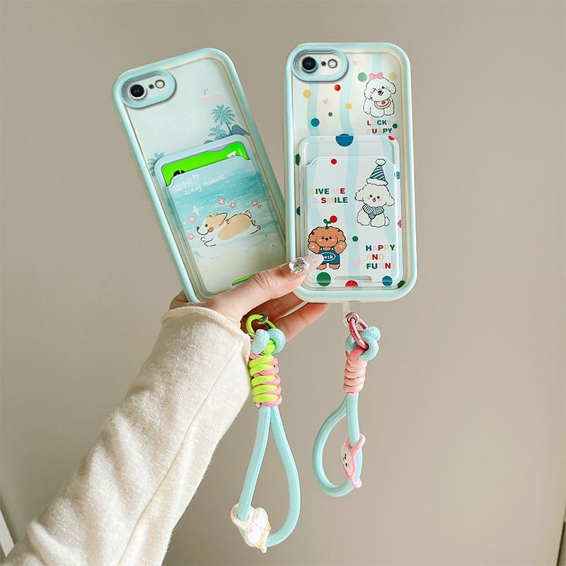 IPhone 7P/8P High-value Card Holder + Lanyard เคสโทรศัพท์เหมาะสําหรับ iPhone 6P X/XS XR XSMAX 11 12 