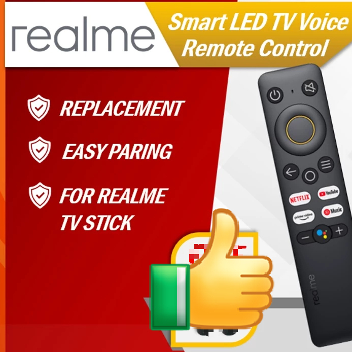 RealMe TV Stick รีโมทคอนโทรล Alat kawalan jauh REALMI TV Stick Netflix Youtube Prime วิดีโอ Youtube 
