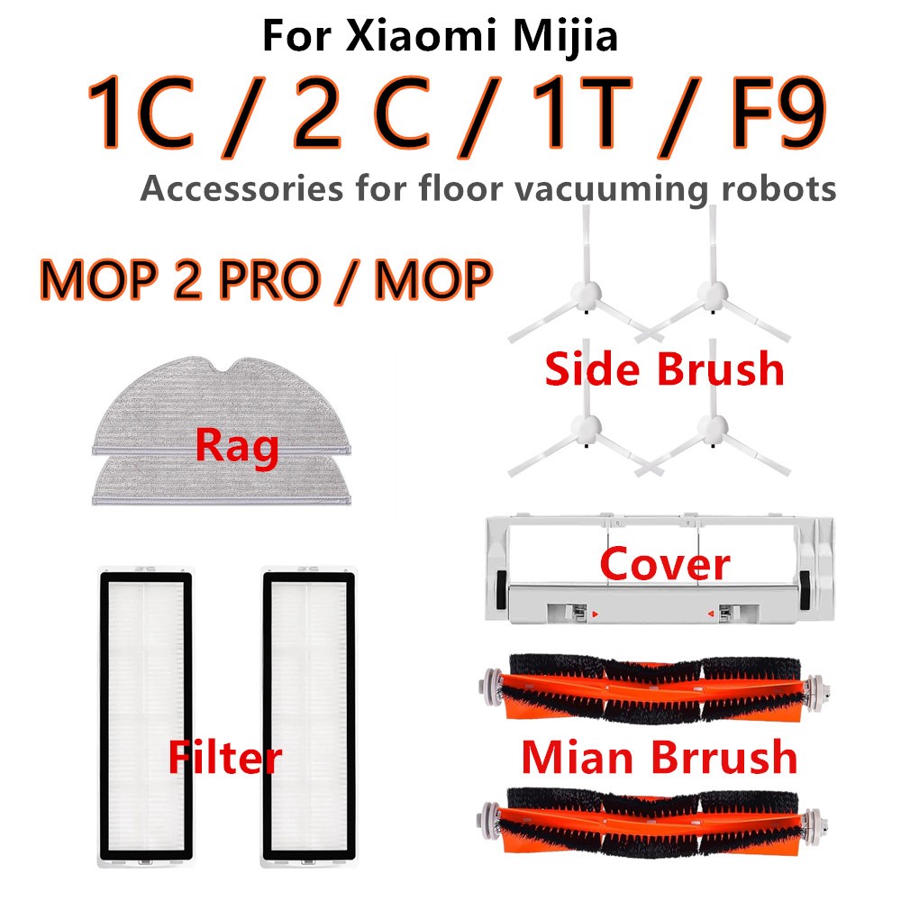 สําหรับ Xiaomi Mijia 1C 2C 1T STYTJ01ZHM Mop 2 Pro + สําหรับ Dreame F9 หุ่นยนต์ตัวกรองสูญญากาศ Mop ผ้าหลักแปรงด้านข้าง Part