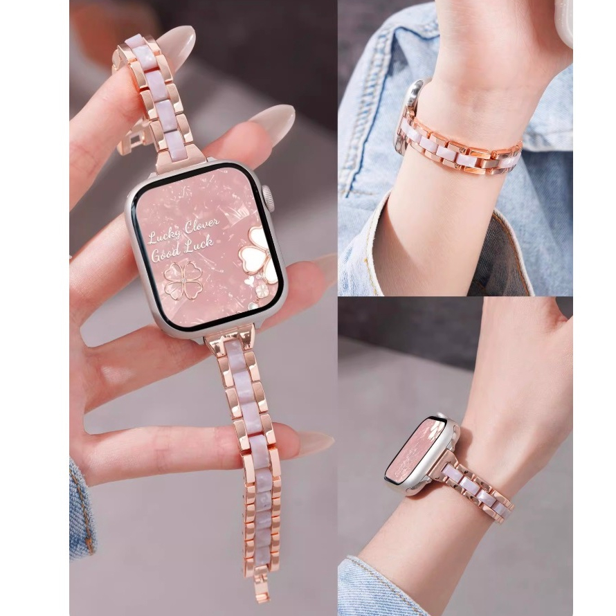 สายนาฬิกาเรซินโลหะหรูหราสําหรับสายนาฬิกา A-pple Series11 10 9 87654321,SE,Ultra i Wath Strap ขนาด 41