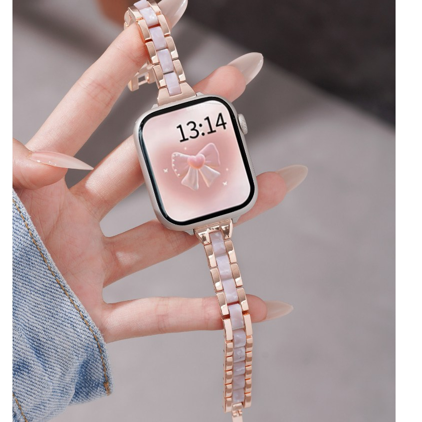 สายนาฬิกาเรซินโลหะหรูหราสําหรับสายนาฬิกา A-pple Series11 10 9 87654321,SE,Ultra i Wath Strap ขนาด 41