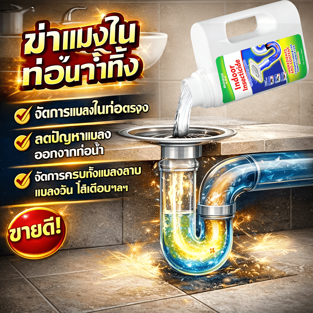 จัดหนักแมลงจากท่อ! UM ยาฆ่าแมลงในท่อระบายน้ำ น้ำยากำจัดแมลง สารกําจัดศัตรูพืชท่อระบายน้ํา 500ml กําจัดแมลงสาบ สเปรย์ฆ่าริ้น ยาฆ่าแมลงในท่อน้ำ