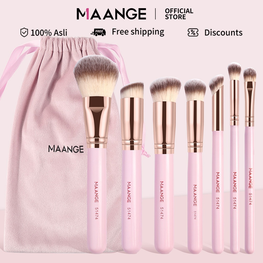 MAANGE ชุดแปรงแต่งหน้า 7 ชิ้น แปรงคุณภาพสูงสำหรับรองพื้น แก้ม และคอนซีลเลอร์ 51474