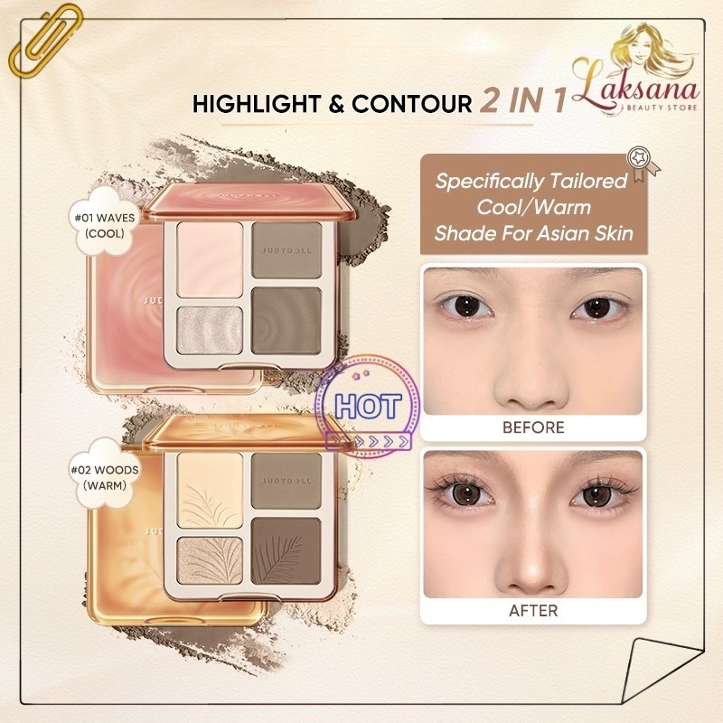 JUDYDOLL Highlight and Contour Palette สีธรรมชาติ ทนทานตลอดเวลา กันน้ํา 9g