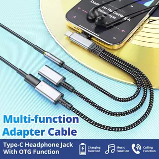 Ankndo 4 in 1 สายสัญญาณเสียง Fast Charging Type C ชาย Dual Type C 3.5 มม.หญิงสายแปลงสําหรับ iP 15 16 Samsung