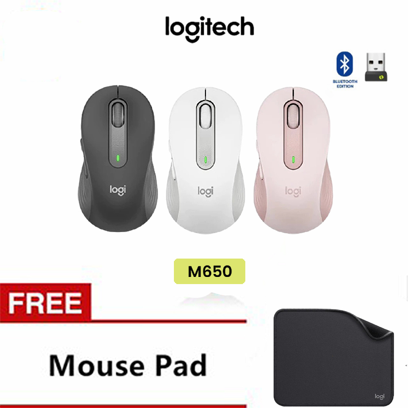 【Free Gift · While Stocks Last】Logitech SIGNATURE M650 SilentTouch ลดเสียงคลิก ปุ่มข้างปรับแต่งได้ ใช้ได้ทั้ง Windows และ macOS (เมาส์ไร้สาย)