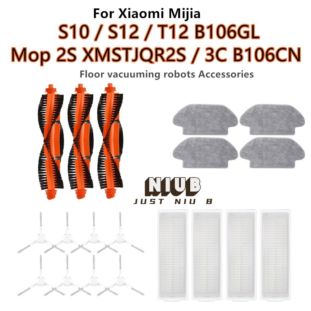 สําหรับ Xiaomi S10 S12 3C B106CN T12 B106GL Mop 2S XMSTJQR2S หุ่นยนต์สูญญากาศอุปกรณ์เสริมหลักแปรงด้านข้าง Hepa Filter Mop ผ้าอะไหล่
