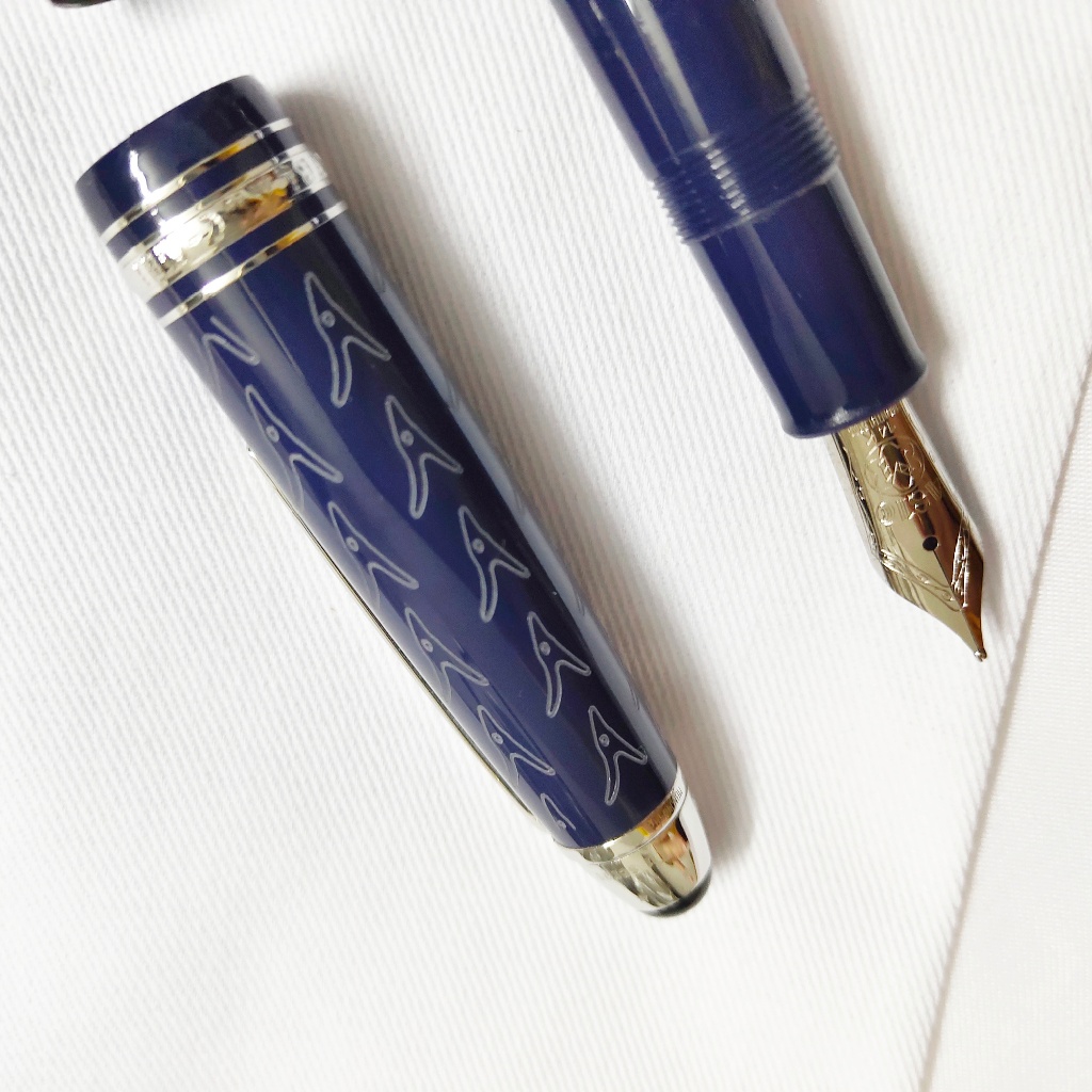 ปากกาหมึกซึมแกะสลักสีน้ําเงินเข้ม Taipan 146 Ink Pen Baolong Signature Pen Good Gift
