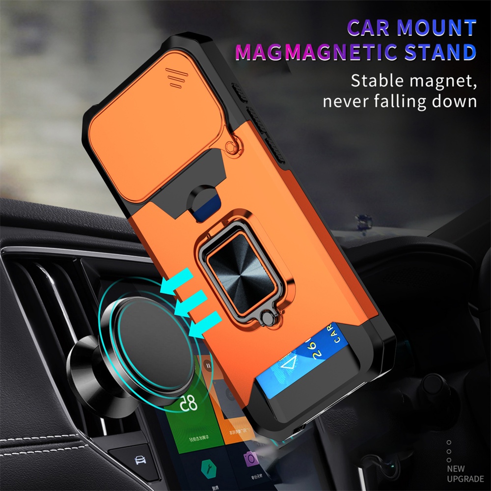 ช่องใส่การ์ดสไตล์ผู้ถือแหวนสําหรับ iPhone 17 Pro Max สําหรับ iPhone17 i17 เกราะกันกระแทกเคสโทรศัพท์