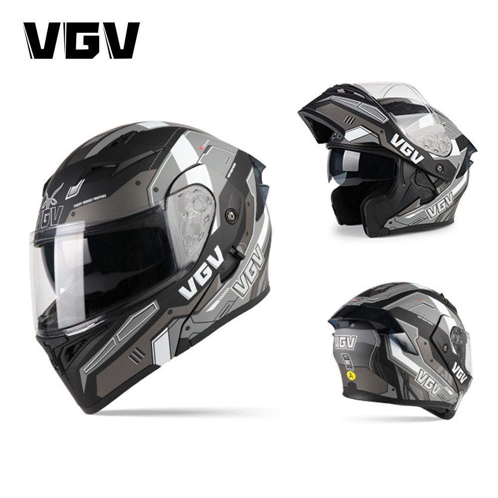 VGV หมวกกันน็อกฟูลเฟซ+เปิดหน้ากาก 2IN1 ผ่านมาตรฐานความปลอดภัยหลายประเทศ กระจกกันหมอก 2 ชั้น ผ้าซับใน