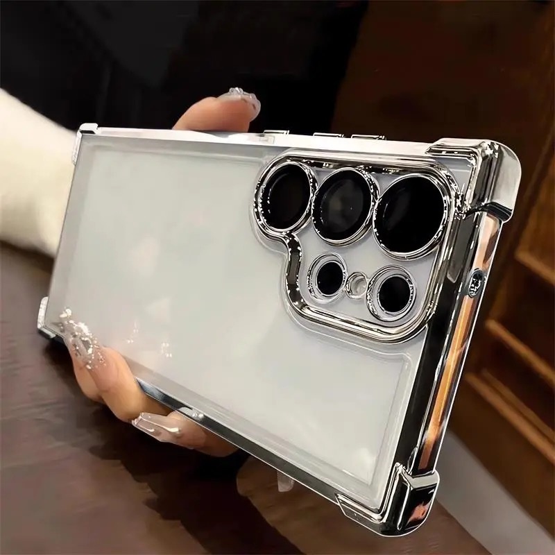เคสโปร่งใสด้วยไฟฟ้าสําหรับ Samsung Galaxy S26 Ultra S25 S24 S22 S21 S23 Ultra S25 FE Plus Clear กันกระแทกกล้องป้องกัน Hard Casing