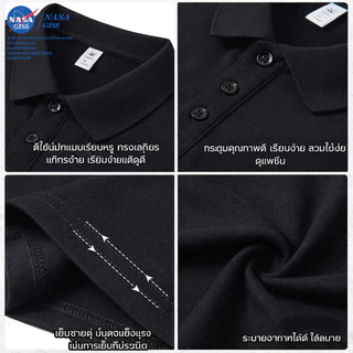 NASA เสื้อโปโล ผู้ชายผู้หญิง ทรงสวย summer POLO แมวพ็อกเก็ต พิมพ์ลาย ผ้าเย็นใส่สบายโพลีเอสเตอร์ ระบายอากาศ