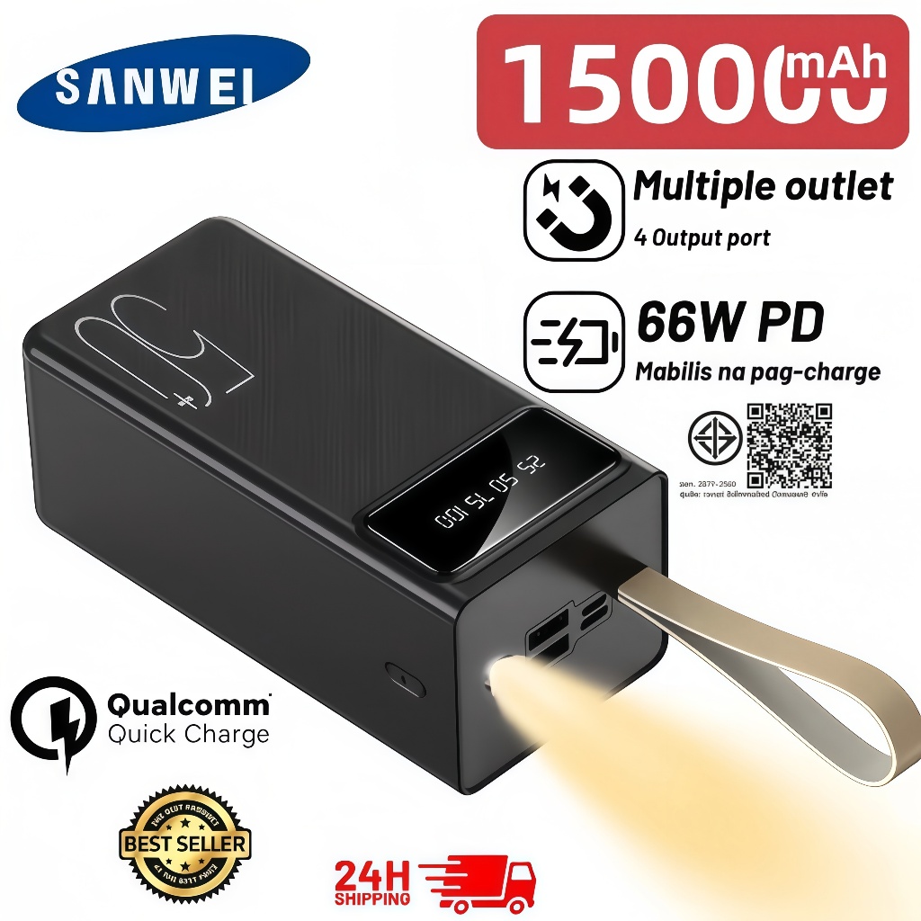 🚀【รับประกัน 5 ปี】🎁150000mAh ธนาคารพลังงานชาร์จเร็วแบบเดิมพร้อมไฟ power bank powerbank พาวเวอร์แบงค์ 