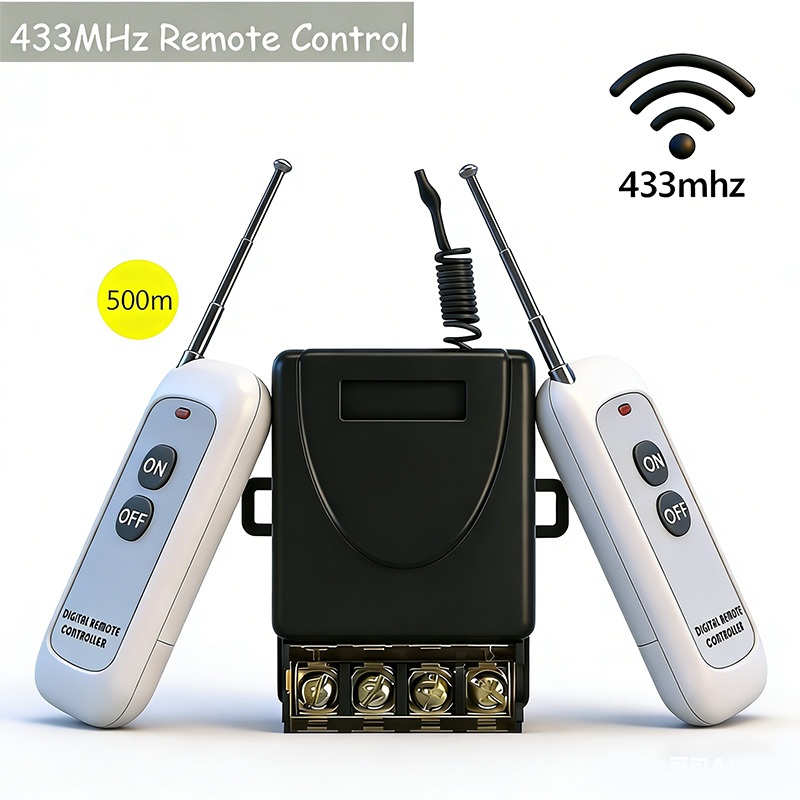433MHz รีโมทคอนโทรลสากล 500m ช่วง AC 110V 220V 30A Rf รีเลย์ตัวรับสัญญาณและเครื่องส่งสัญญาณ
