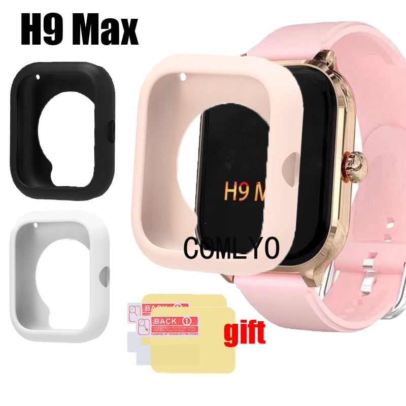 For H9 MAX สูงสุด กรณีสมาร์ทนาฬิกาป้องกันกันชนซิลิโคนอ่อนนุ่มครึ่งปกเชลล์ป้องกันหน้าจอฟิล์ม