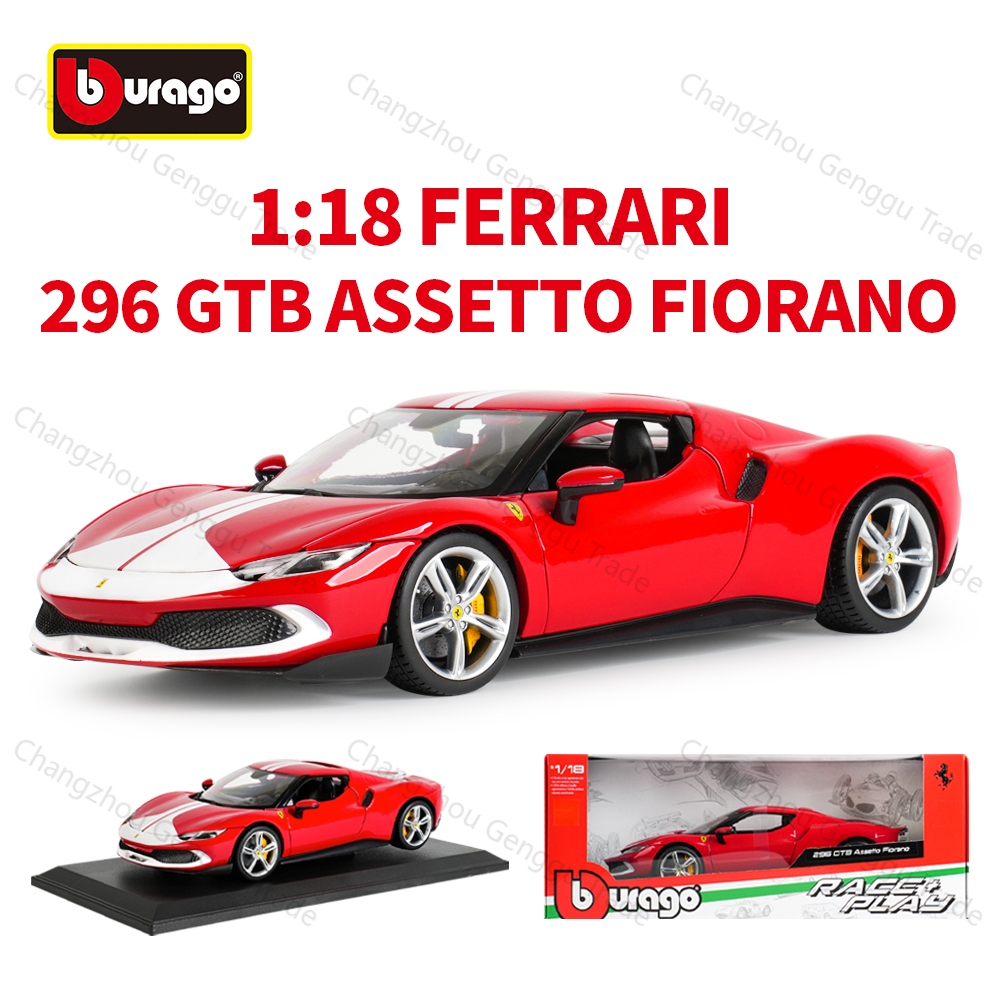 Bburago 1:18 Ferrari 296 GTB Assetto Fiano Stradale รถสปอร์ต Static จําลอง Die Cast ยานพาหนะสะสมของเล่นรถ