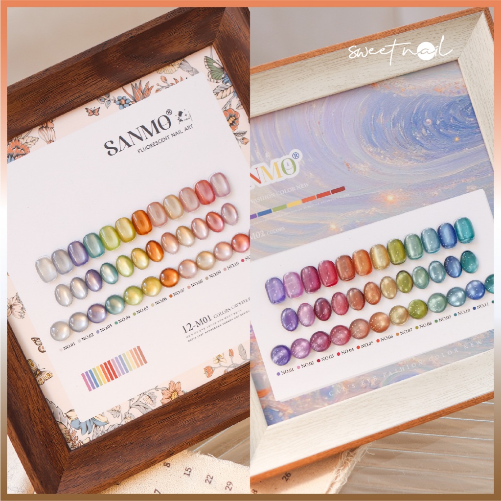 ✅ชุดแต่งเล็บตาแมว 12 สี ซาโนโม่ (มี 2 แบบ แถมกระดานสี) ลูกปัดแก้ว ตาแมวไหม กาวยาทาเล็บตาแมวหลอดไฟ ชุดแต่งเล็บที่จําเป็นยอดนิยม⚡️
