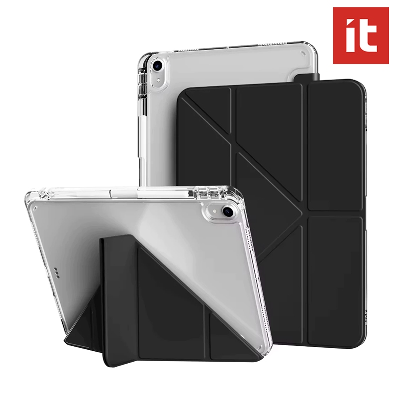 IT Steady +เคสพับได้สําหรับiPad A16 gen 12 11 Pro 11 13 Air 8 7 6 5 11 10.9 12.9 Pro 11 13 นิ้วM4 M5 Multi-function TPUป้องกันกรณีพร้อมช่องเสียบปากกาด้านซ้าย
