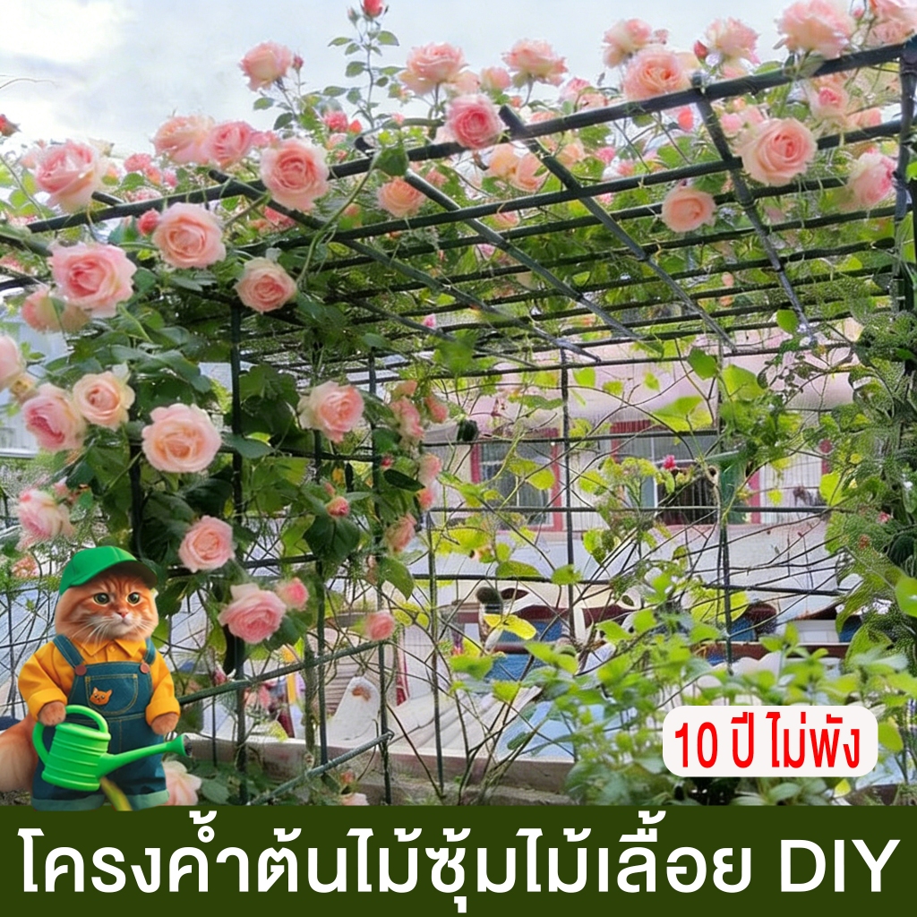 【10 ปีไม่พัง】โครงไม้เลื้อย DIY หนา16mm โครงปลูกผัก เหล็กเคลือบพลาส ซุ้มไม้เลื้อย ไม้ค้ำยันต้นไม้