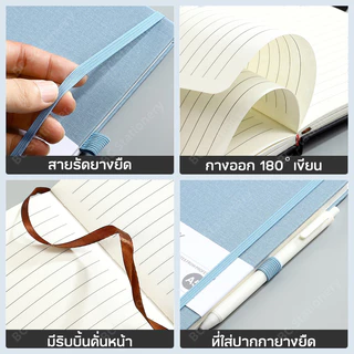 สมุดบันทึก A5/A6 200 หน้า notebookเส้นบรรทัดแนวนอน ปกแข็ง ใช้หนัง pu จดโน๊ต เขียนไดอารี่ เหมาะสำหรับนักศึกษาและสำนักงาน