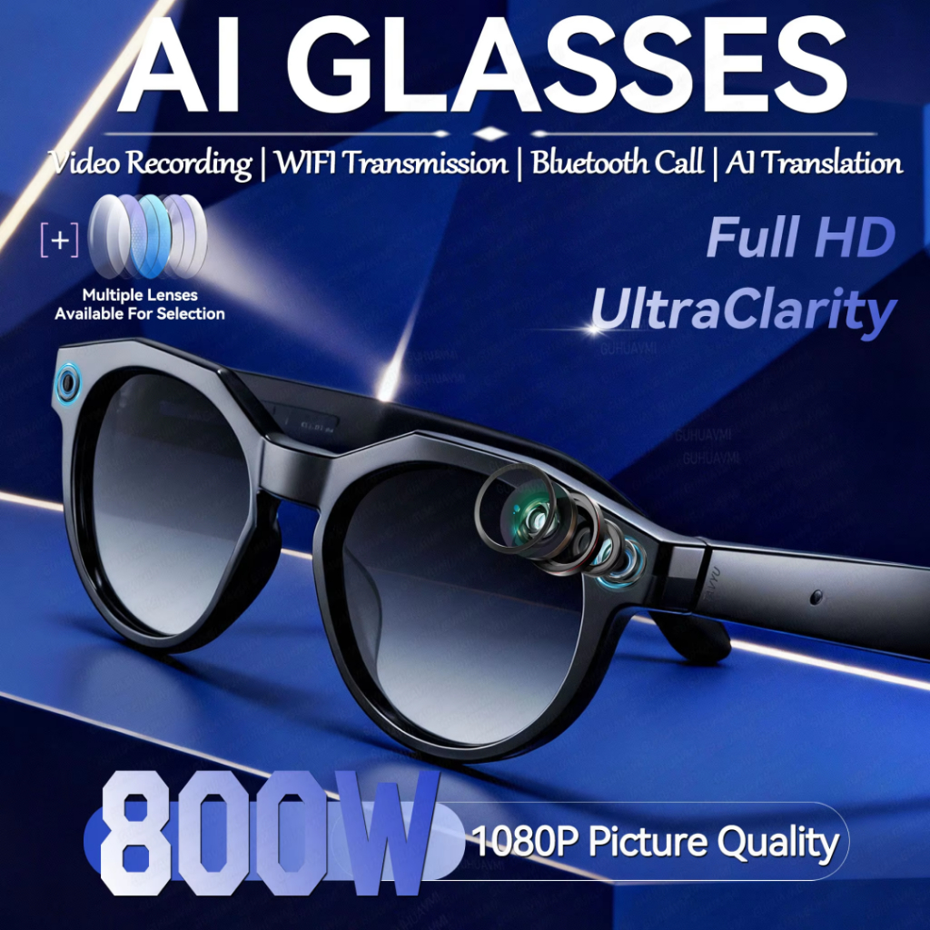 2026 ใหม่ W611 PRO 1080P HD AI สมาร์ทแว่นตาแชท GPT 800MP กล้องบลูทูธโทร 290mAh แบตเตอรี่ WIFI เกียร์