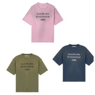 ผู้ชายผู้หญิง1996ชุดโลโก้หลวมย้อนยุคสเปรย์ด้อยรอบคอแขนสั้นเส…