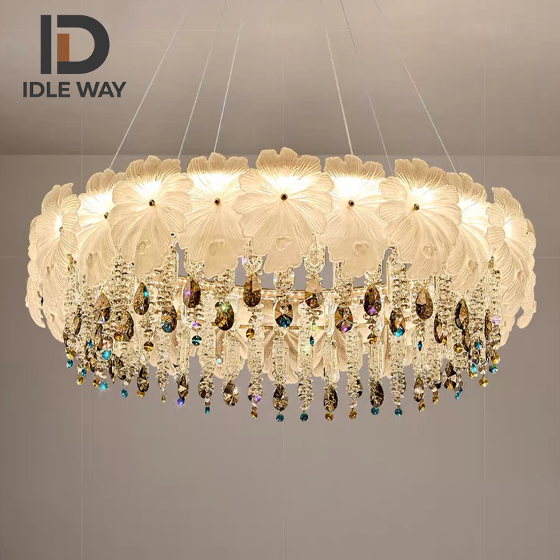 IDLEWAY โคมระย้าคริสตัล WD5378 โคมระย้ากลีบสร้างสรรค์สไตล์ศาลระดับไฮเอนด์ฝรั่งเศส