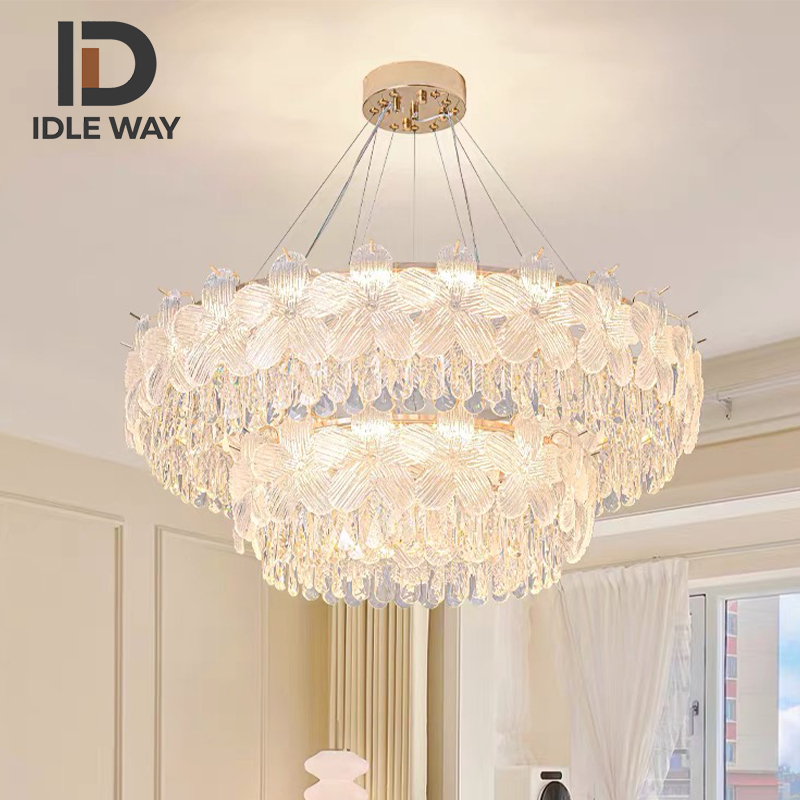 IDLEWAY โคมไฟระย้าคริสตัล WD5379 โคมไฟระย้าร้านอาหารสไตล์ครีมระดับไฮเอนด์ระดับไฮเอนด์ฝรั่งเศสระดับไฮเอนด์
