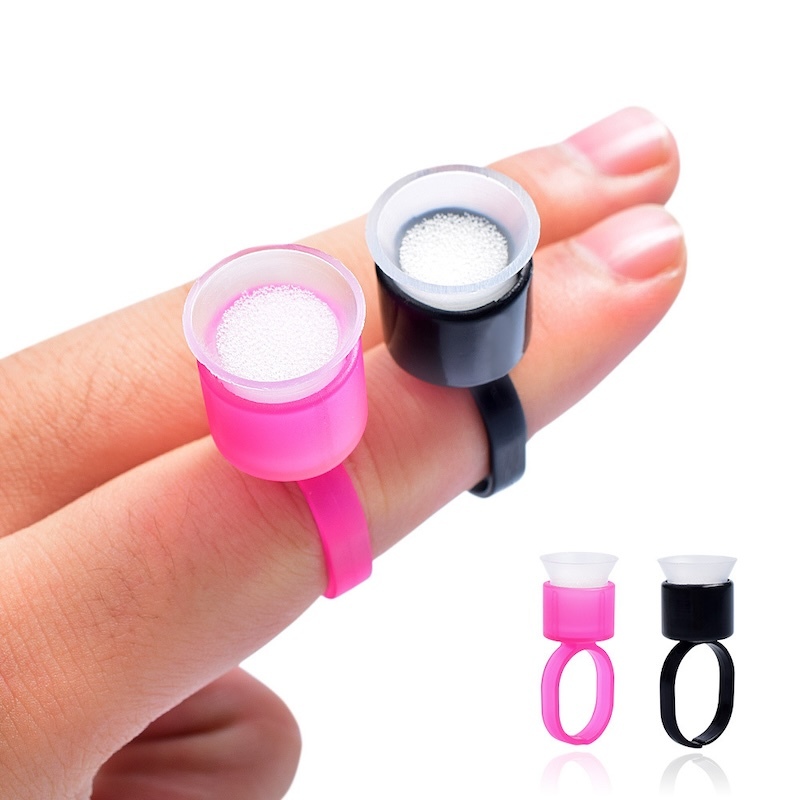 Tattoo Ring Ink Cup พร้อมฟองน้ําใส่ – สําหรับ Microblading & Permanent Makeup Tool Pigment Holder