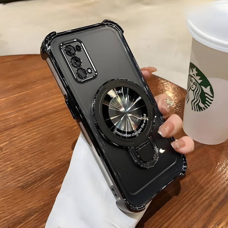 ปลอกสําหรับRealme C17 7i Electroplatedแม่เหล็กพับขาตั้งหรูหราAnti drop soft case