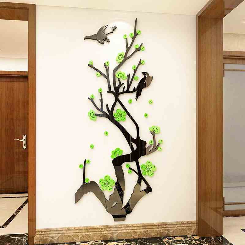 3d Plum Blossom สติ๊กเกอร์ติดผนังตกแต่งบ้าน Entrance Layout Self-Adhesive Painting Acry